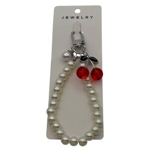 Chloe Accessory Pearl Cherry Charm Keychain Bag Purse Accessory